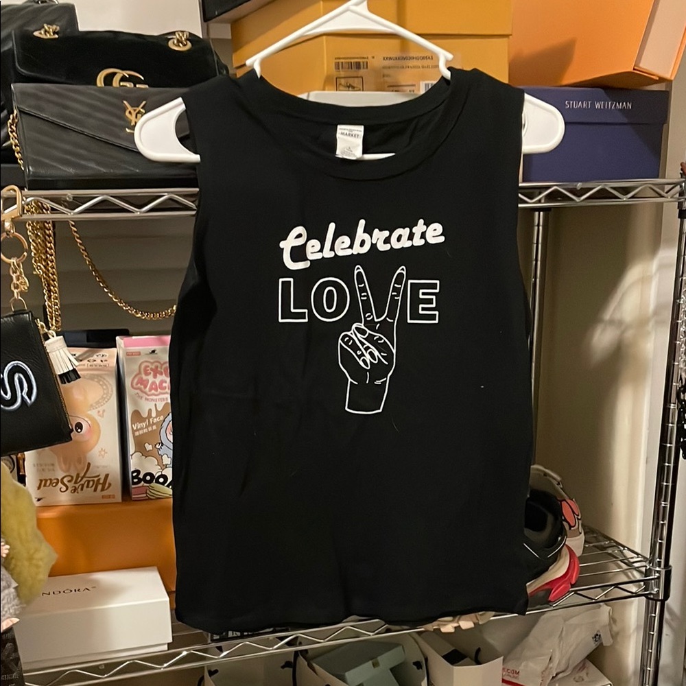 Melrose and Market Celebrate Love Black Graphic Tank Top - Kids